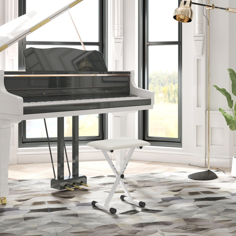 Adjustable Piano Bench, X-Style Folding Piano Stool