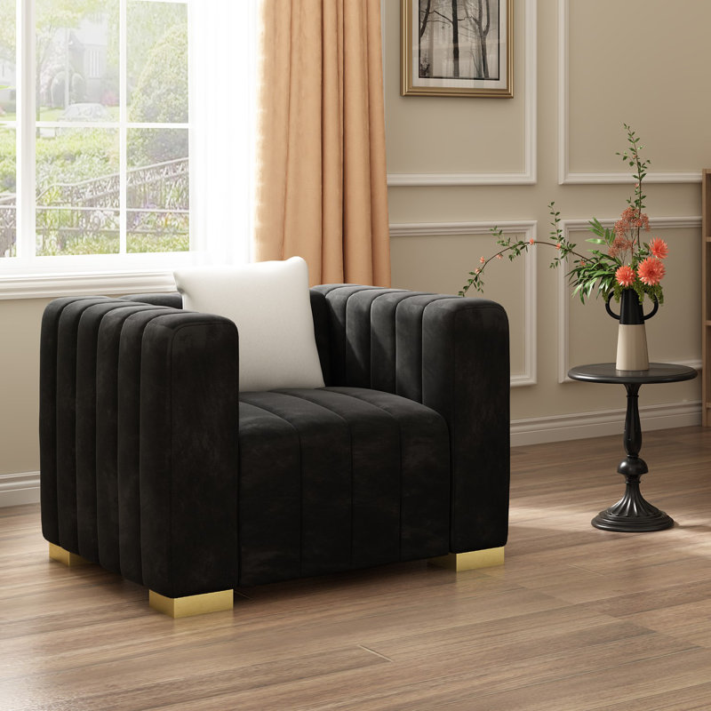 Fauteuil d'appoint 35,4 po, Noir, Doré