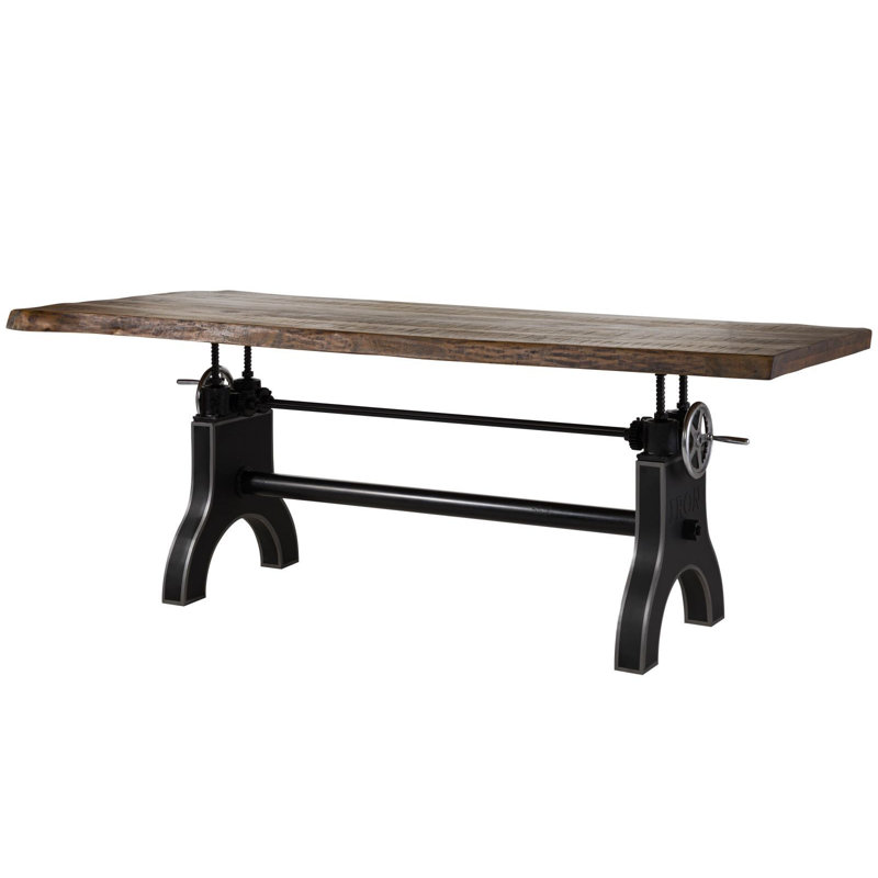Solid Wood Top Metal Base Dining Table, 80cm H x 240cm L x 100cm W