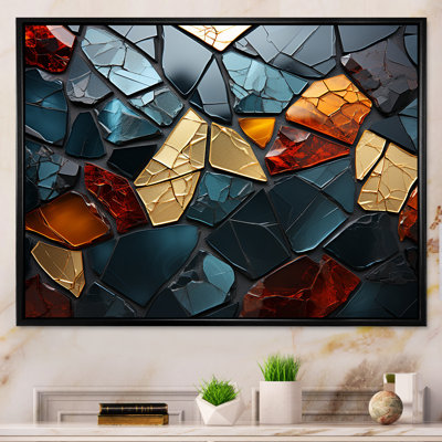 Carreaux de mosaïque cubiques dorés et bleus V - décoration murale en marbre