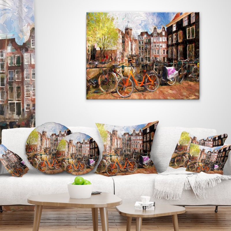Coussin lombaire Landscape Amsterdam City, Carré, 16 po x 16 po