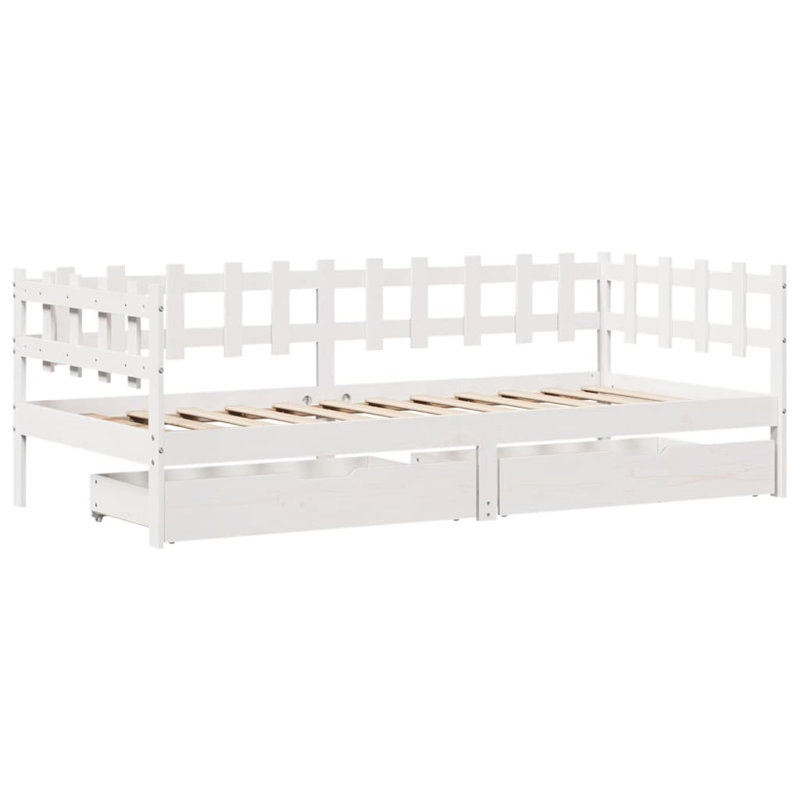 Rhiad Solid Wood Daybed, White, 80 x 200 cm