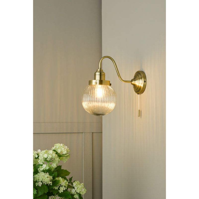 Bryce Armed Sconce, Clear/Chrome