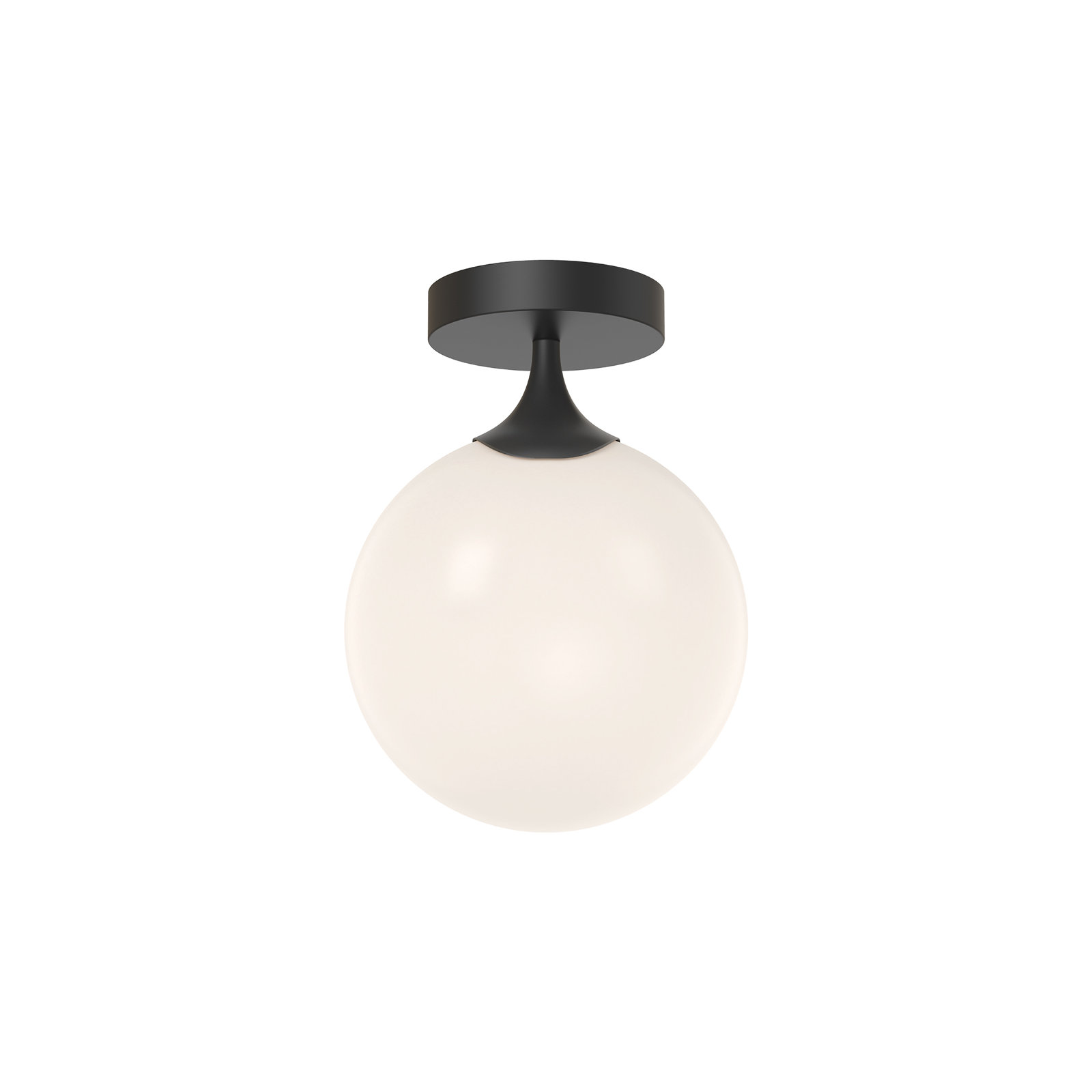 Nedra Single Light Glass Semi Flush Mount, Matte Black