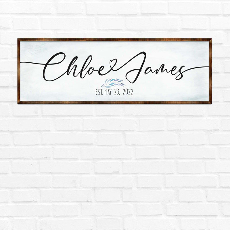 Personalized Family Name - Art textuel panoramique sur bois encadré, H 48 po x l 16 po x P 0,5 po
