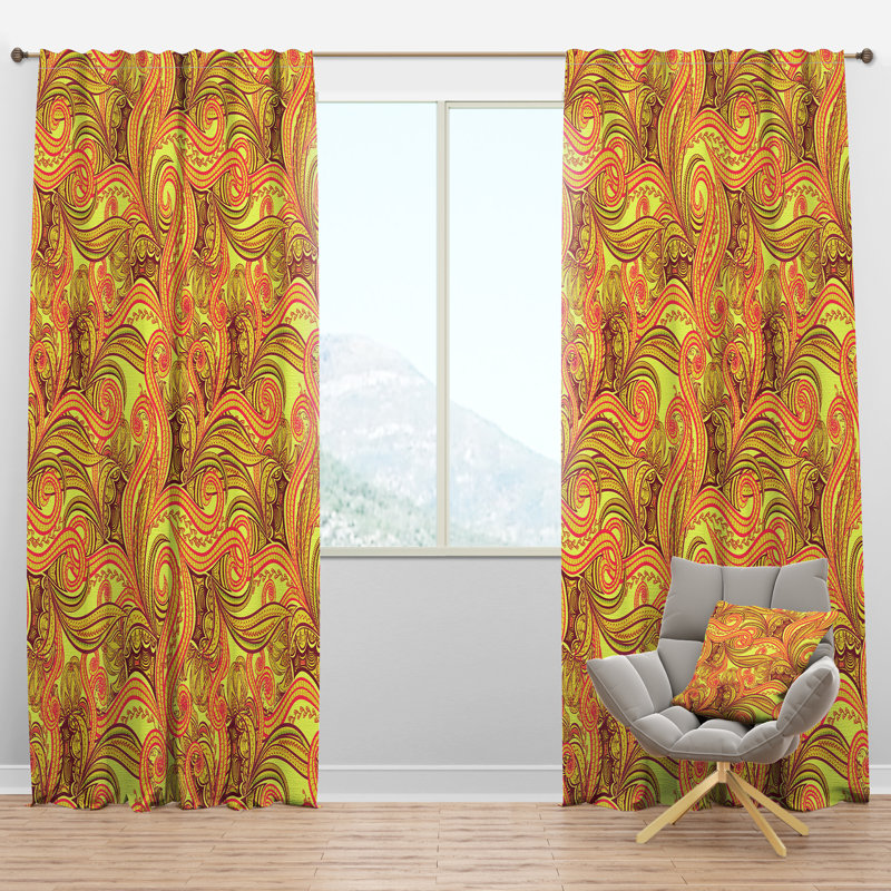 Panneau de rideau simple semi-diaphane avec passe-tringle Ornament, l 52 po x L 63 po