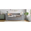 Lit de jour pleine grandeur avec tablettes de rangement, tiroirs, lit gigogne, station de charge, lumière DEL, bureau et armoire, gris-283364186
