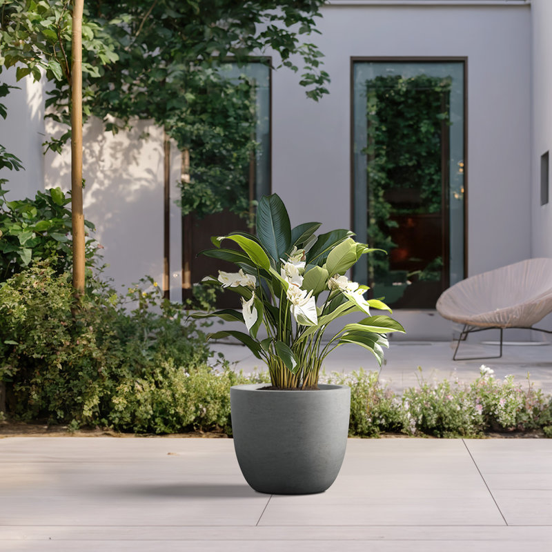 Larney Handmade Pot Planter, 11.81" H x 13.78" W x 13.78" D, Stone Finish