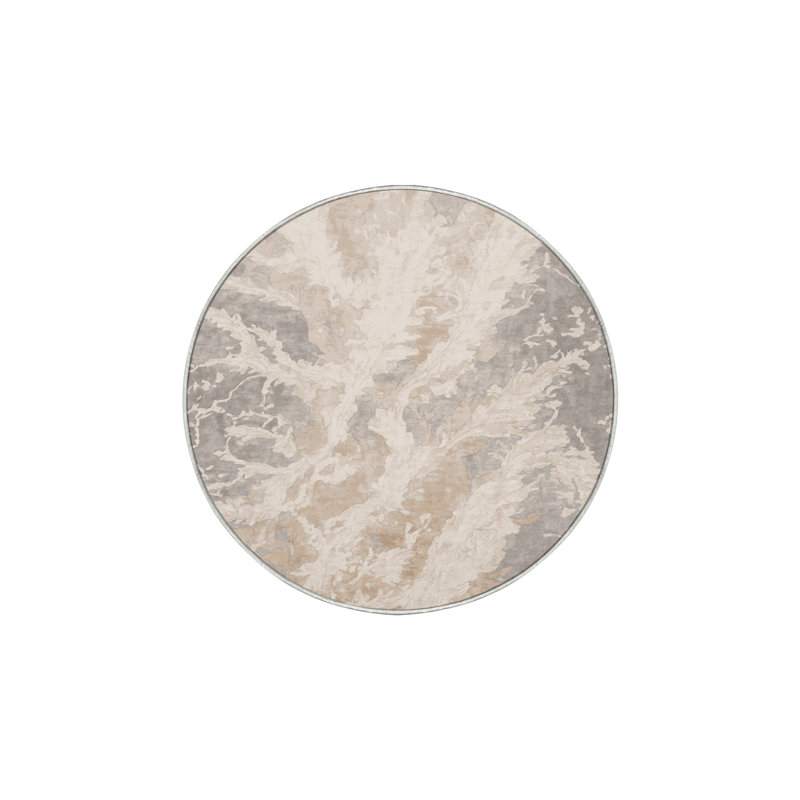 Machine Washable Beige Area Rug, Round 5'
