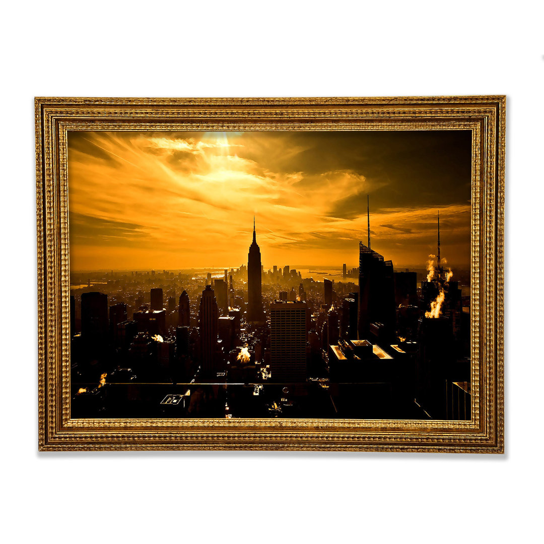 Empire State Building New York City Goldener Sonnenuntergang - Druck