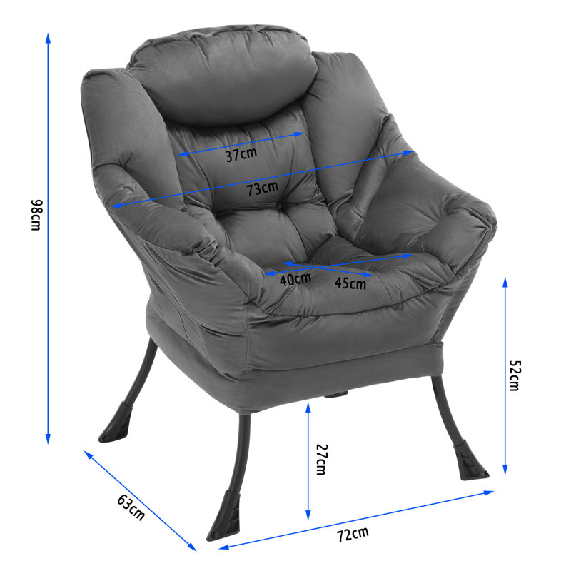 Velvet Armchair, Grey/Brown/Blue