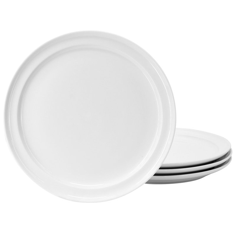 Ensemble de 4 assiettes à dîner en céramique fine blanche Martha Stewart 10,8 pouces