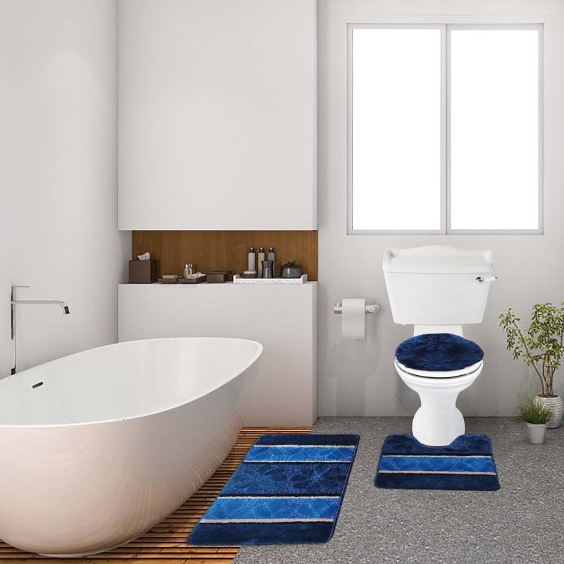 Tapis pour salle de bain Mazie, Marine