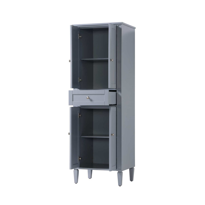 24 inch Bath Storage Cabinet in Grey, Gray, 72" H x 24" W x 20" D