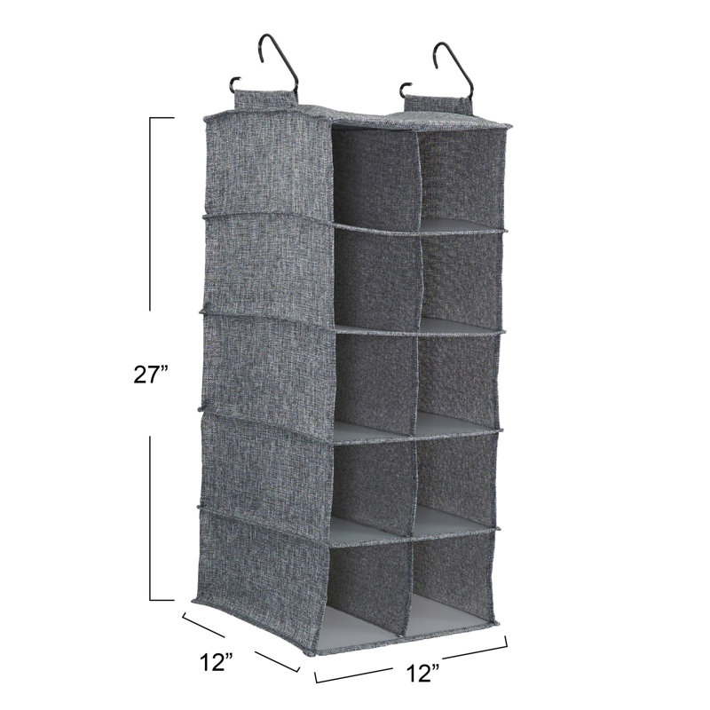10-Pocket Hanging Shoe Organizer, Side-by-Side Blended Canvas Storage, 2 Hooks for Excellent Support, The Perfect Space-Saving Organizer