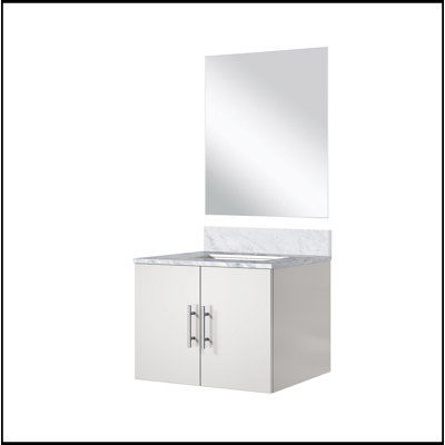 Single Bath Vanity 24 In. W X 22 In. D, Carrara Marble Countertop And 18 In. Mirror