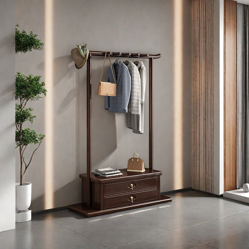 Ash Wood Coat Rack, Dark Walnut