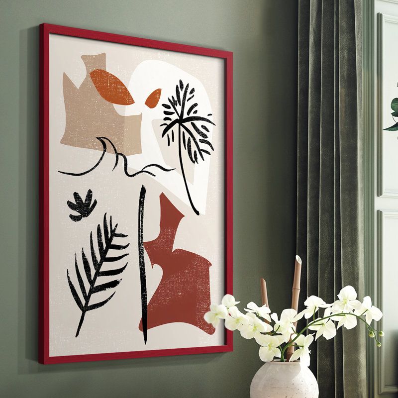 «Soft Palms VI», reproduction encadrée - bois massif, Rouge, H 10 po x l 8 po