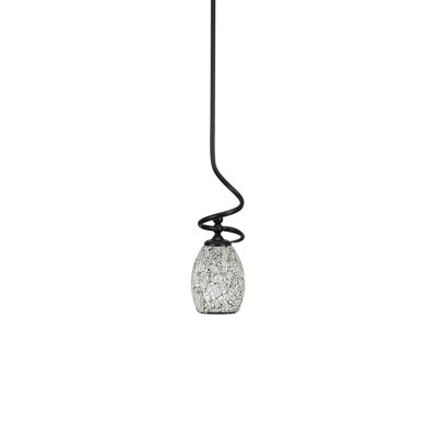 Capri Stem Hung Mini Pendant With 5" Black Fusion Glass