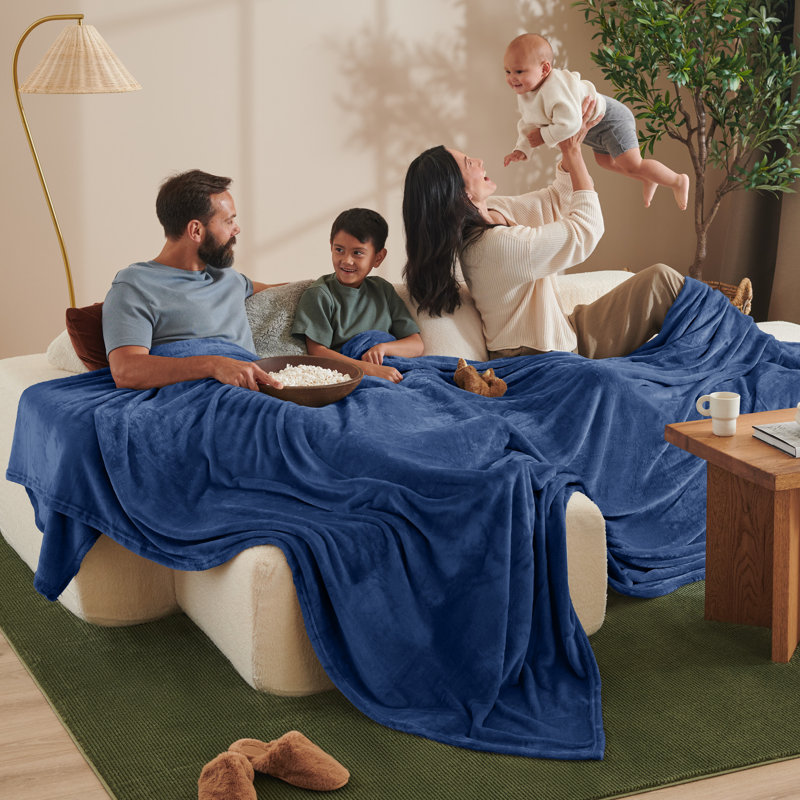 Giant Microplush Blanket, Dark Blue