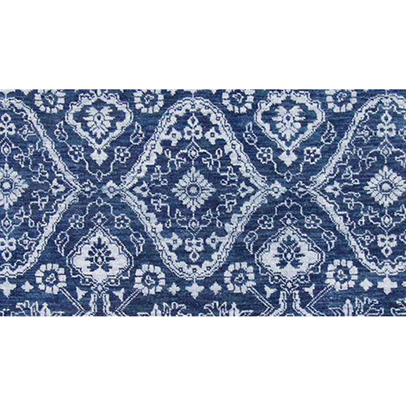 Ikat Area Rug in Blue/Dark Blue/White, Rectangle 9' x 12'