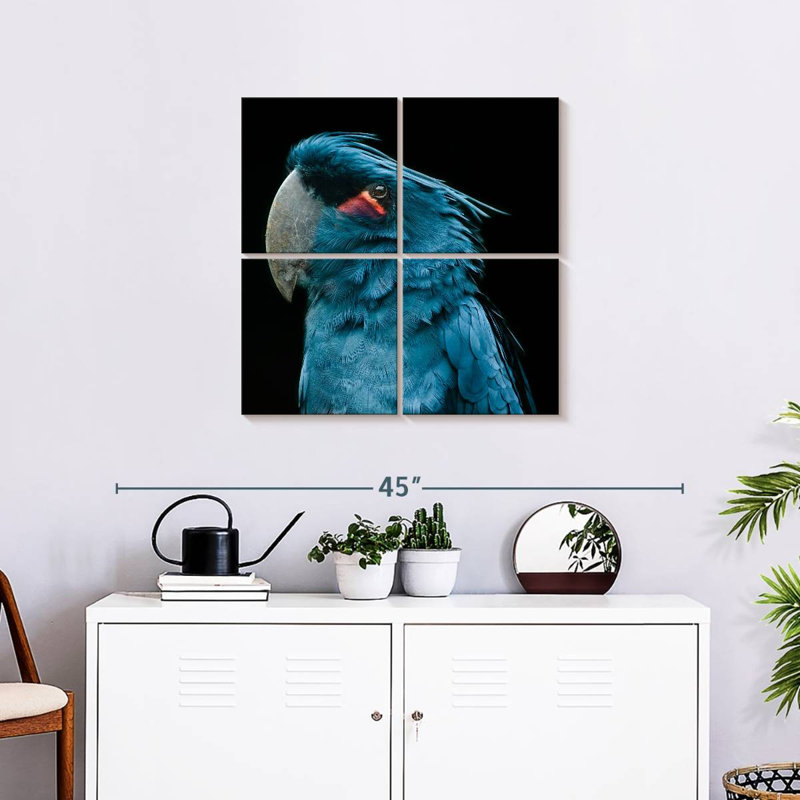 Portrait d'oiseau bleu Brampt, H 26 po x l 26 po