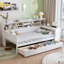 Lit en bois blanc antique avec rangement multifonctionnel et option de bureau-49373445