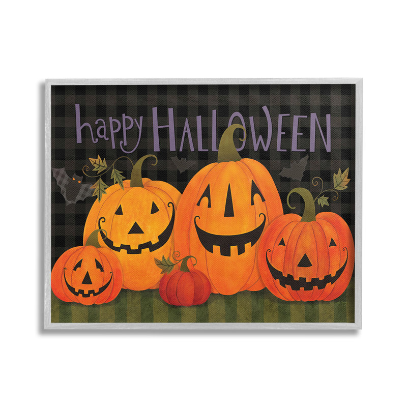 "Cadre simple d'Halloween souriant Jack-o-Lantern" par Bernadette Deming sur toile, Estampe numérique Farmhouse