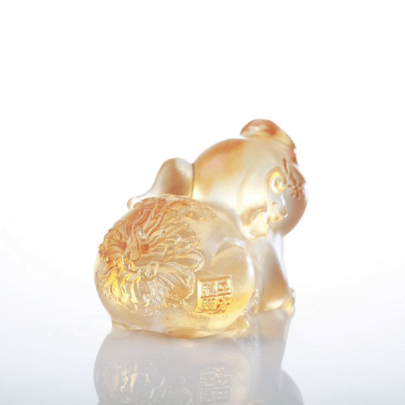 LIULI Crystal, Zodiac Figurine, Year of the Pig | The Little Piglet Attracts Wealth