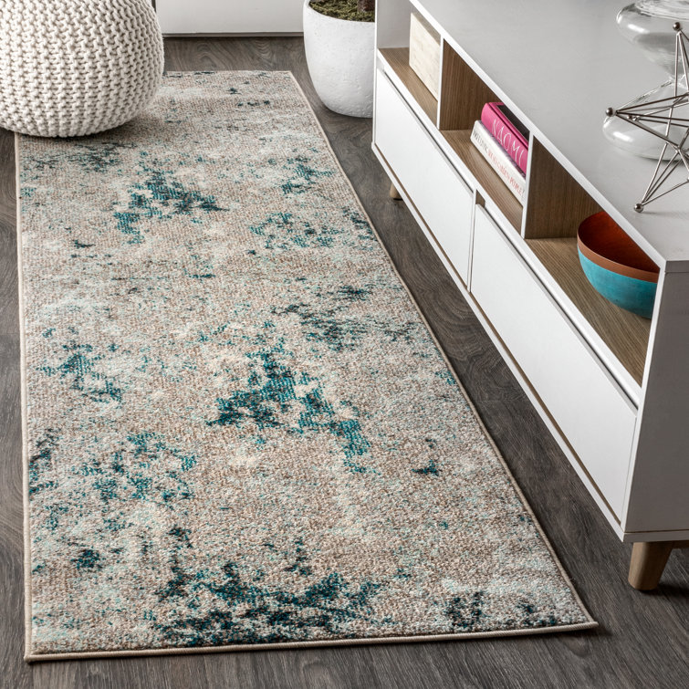 Lasley Contemporary POP Modern Abstract Vintage Faded Blue/Gray Rug