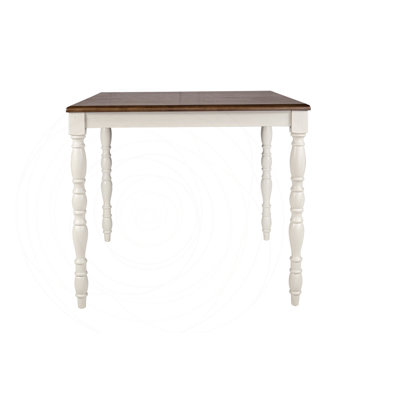 Counter-Height Dining Set with Oak Top and Ladder Back Chairs