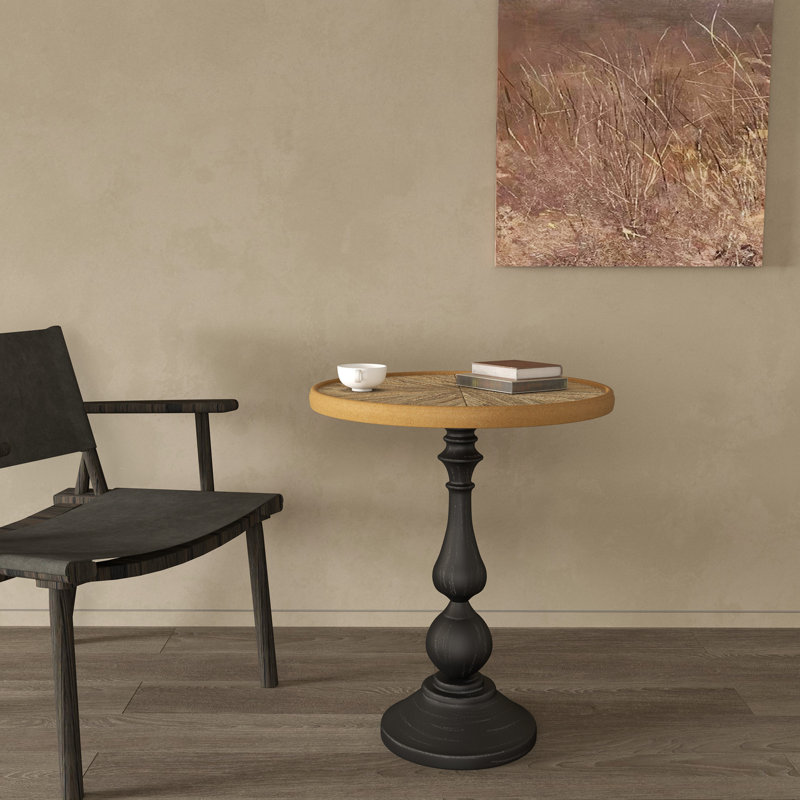 Table ronde en bois à des fins décoratives - Rehausse l'ambiance du métal et du bois