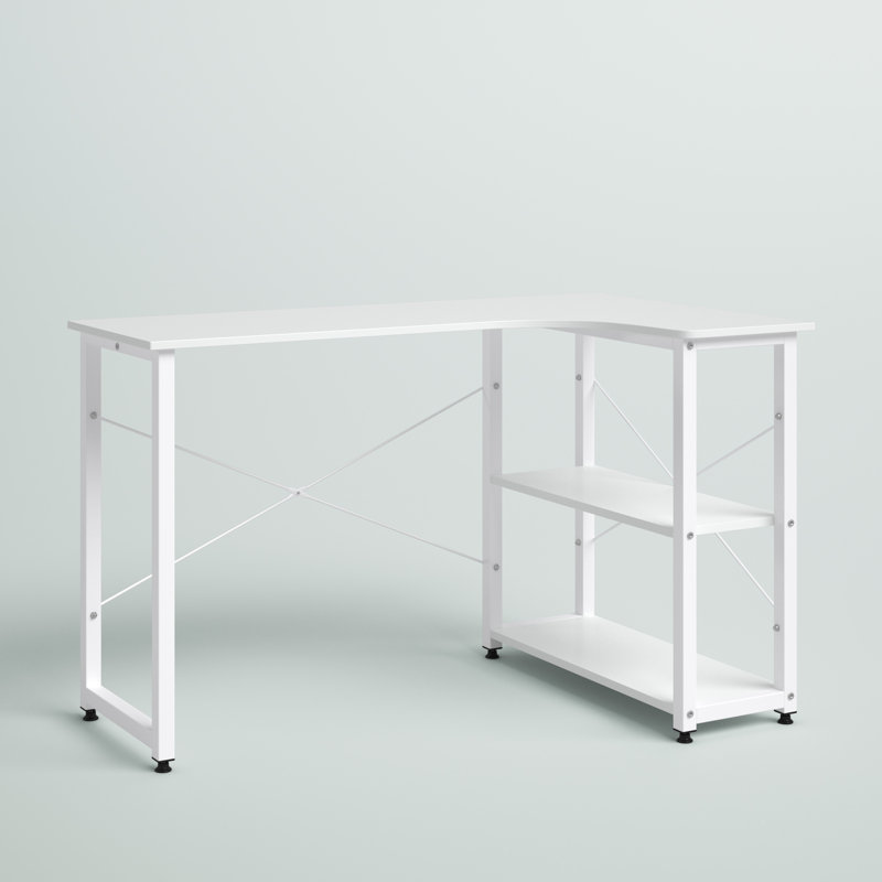 Bureau d'ordinateur en L Fregoso, Blanc / blanc