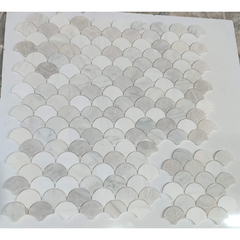 SCALLOPS MOSAIC POLISHED, White/Gray/Off White