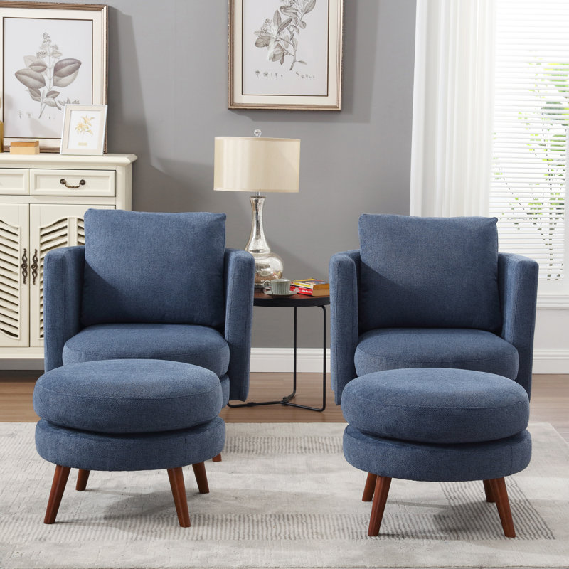 Fauteuil Kearah, Noyer, Bleu marine