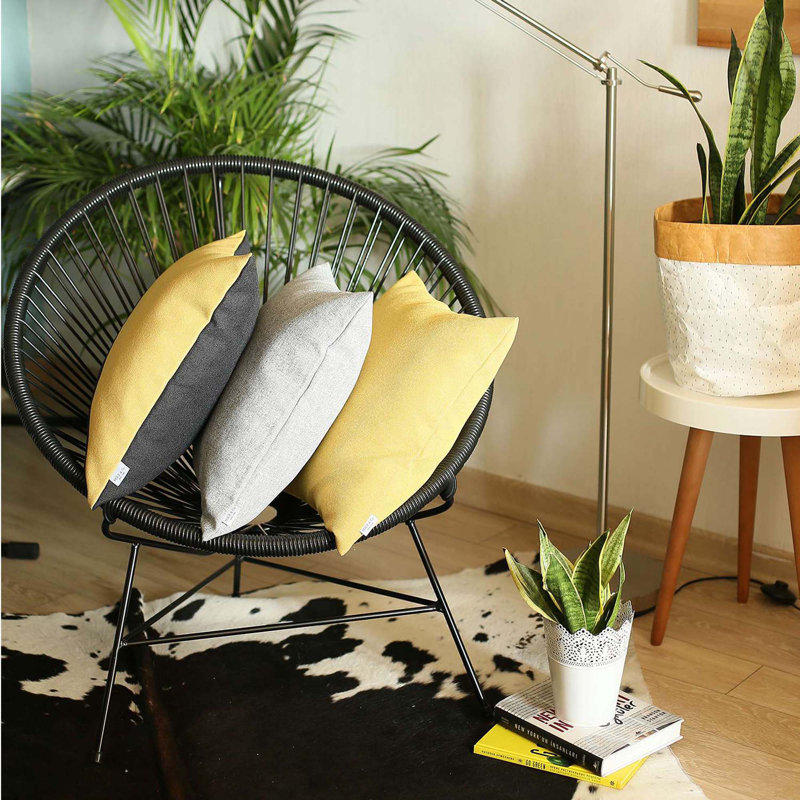Black and Yellow Euro Polyester Throw Pillow Covers, Set of 2