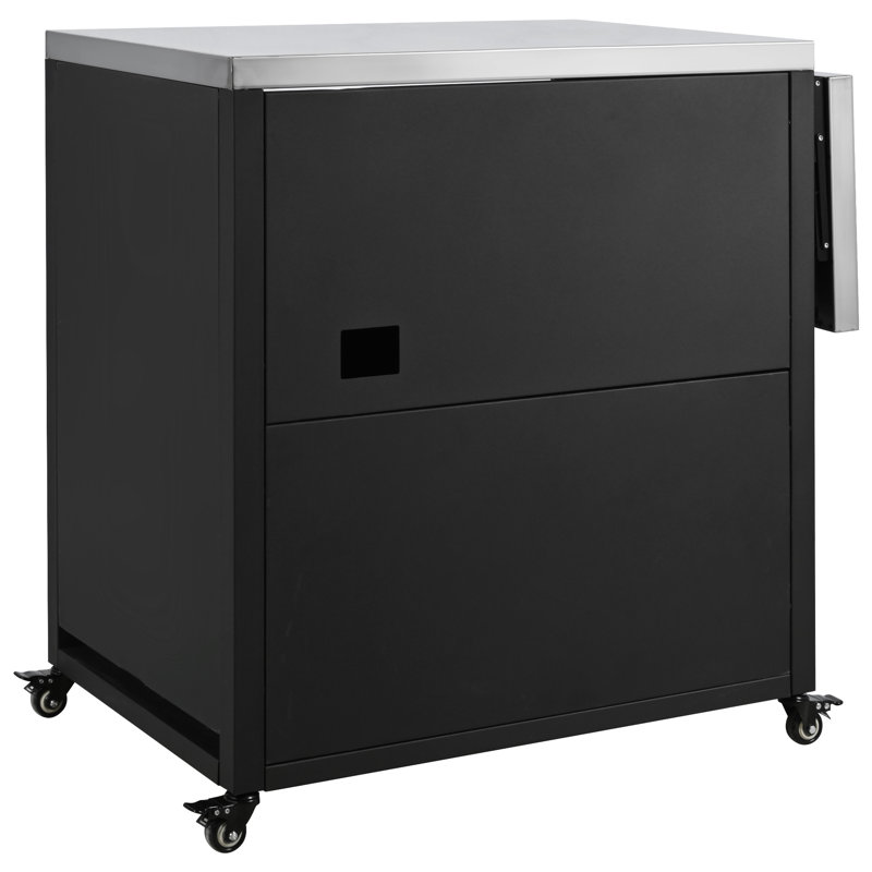 Versatile Outdoor Cabinet With Folding & Expandable Work Surfaces With Lockable Wheels