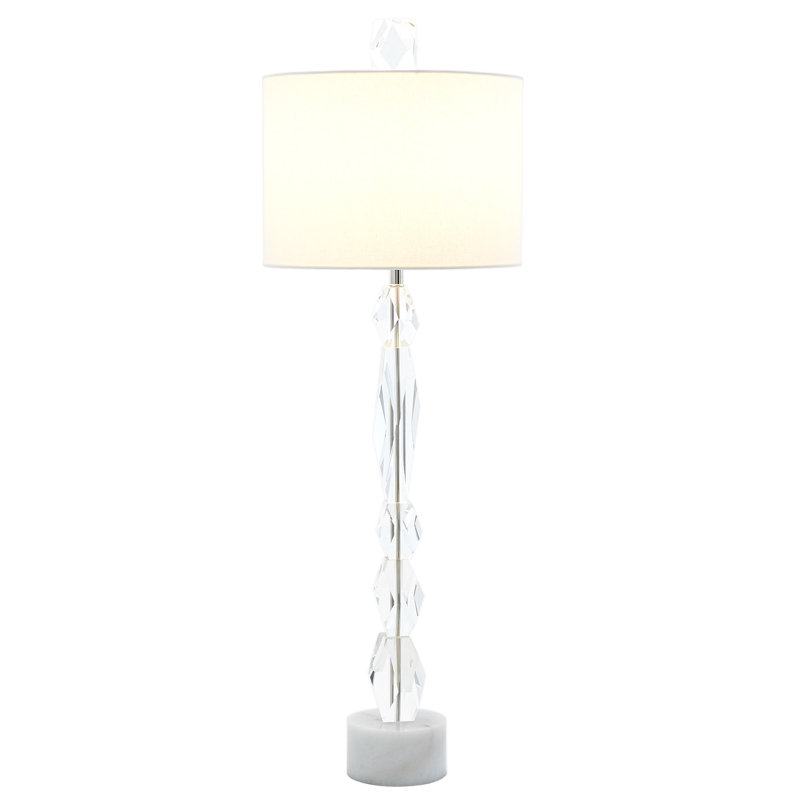 Facette Lamp W/Marble Base, White