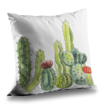 Small Cactus - Green Illustrative – Throw Pillow Cover Only, Double-Sided Print, Insert Not Included