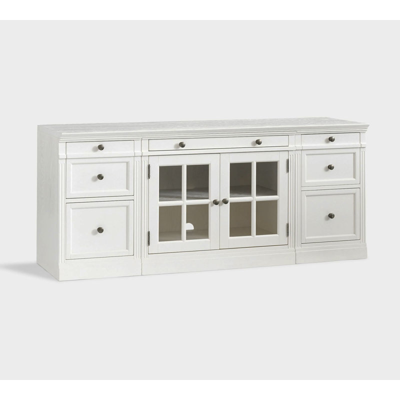 Solid Wood Sideboard Cabinet TV Console Pine Wood, White