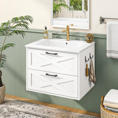 Meuble-lavabo mural 24 po avec lavabo et meuble-lavabo mural 24 po