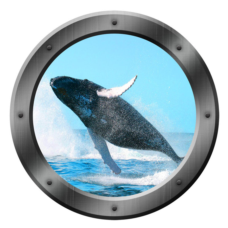 Décalcomanie murale baleine hublot ocean