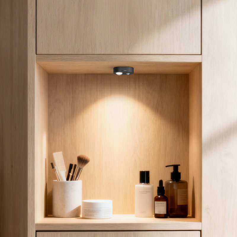 Paquet de 6 lumières rechargeables ovales à capteur de mouvement - 0,6 W, à intensité variable, avec détection PIR (noir)