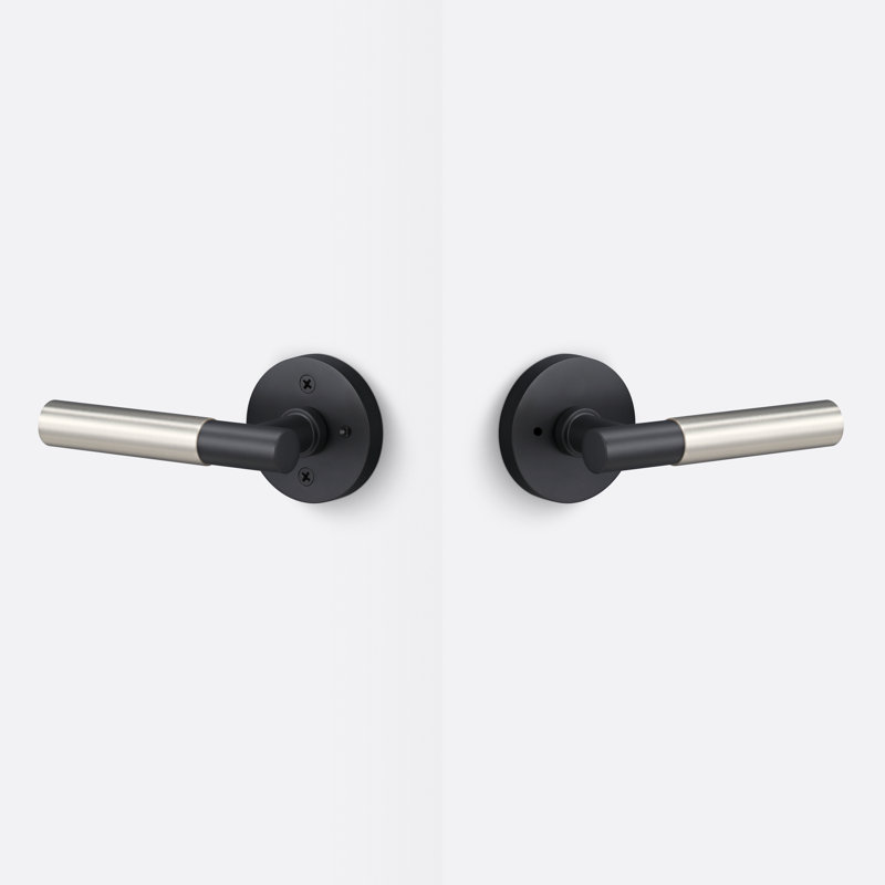 Rosette ronde Aspra, poignée lisse, Noir mat / nickel satiné