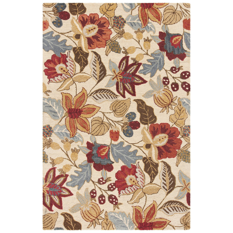 Arber Hand Tufted Wool Floral Rug, Rectangle 7'6" x 9'6"