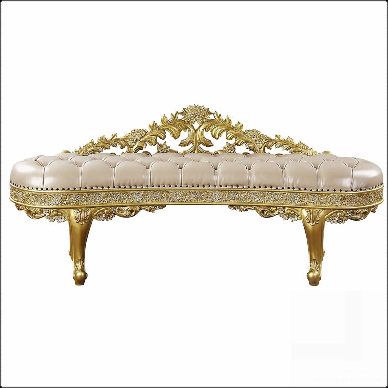 Banc Cabriole en cuir synthétique doré clair et finition dorée