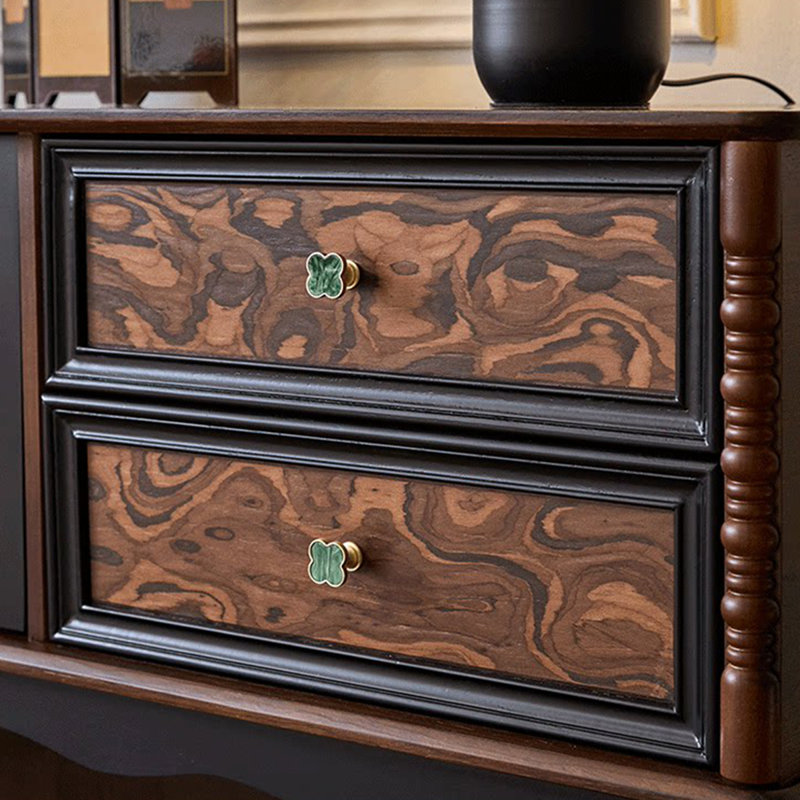 Meuble télé rétro en bois massif noir, 70.87