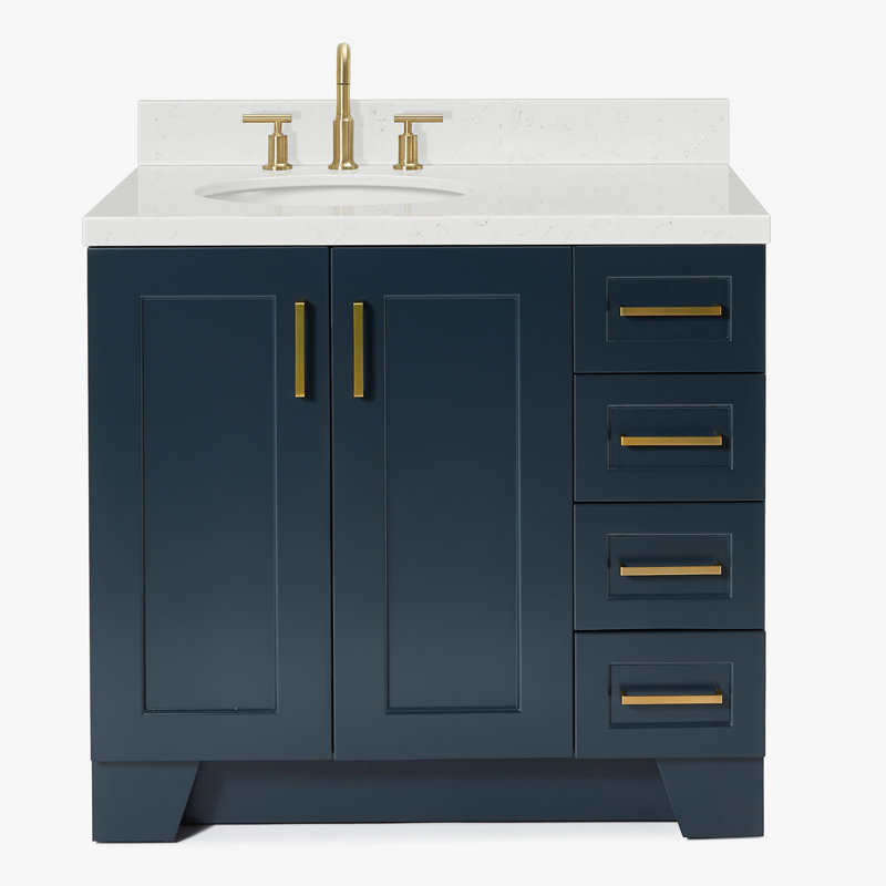 37 IN.  Single Bathroom Vanity, Left, Oval, Midnight Blue
