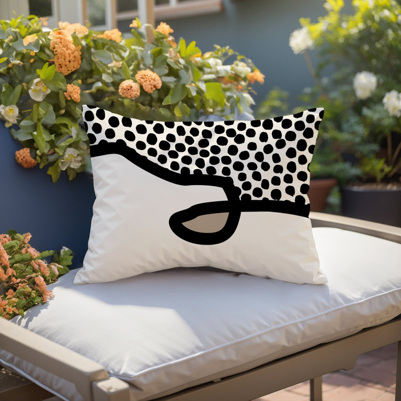 Coussin lombaire réversible intérieur / extérieur Jai Abstract, H 14 po x l 20 po, Beige