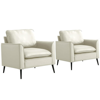 Canapé rembourré en cuir 2 pièces, fauteuil de chambre simple de style nordique rétro avec balcon
